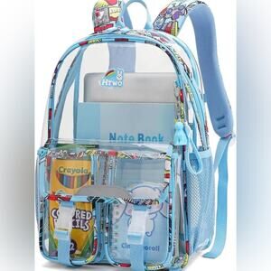 HTWO Clear School Backpack Blue Accented Book Bag